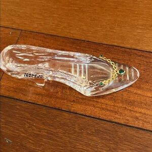 Clear Glass Jeweled Cinderella Shoe Accent with Green Gems